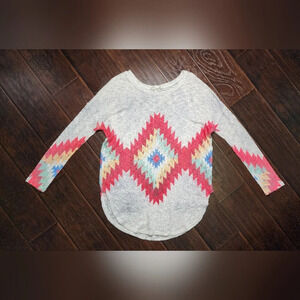 Luna Chic Curved Hem Womens Aztec Sweater